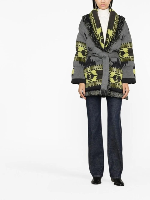 Alanui Icon jacquard belted puffer jacket - Grey - zdjęcie produktu nr 1
