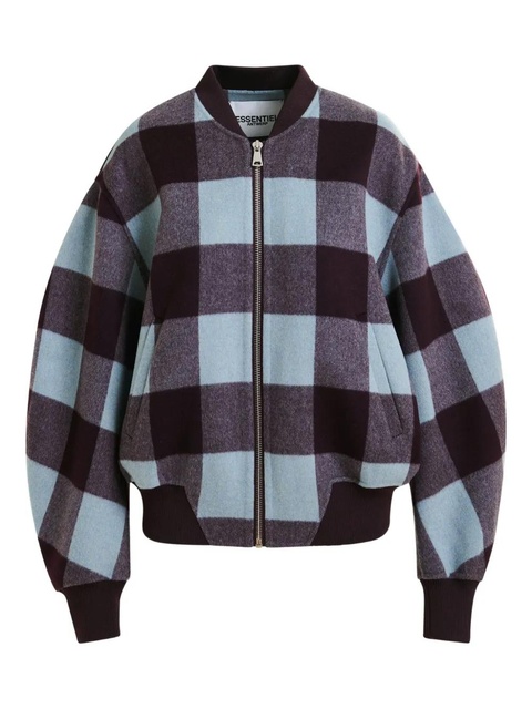 Essentiel Antwerp check-pattern bomber jacket - Blue - zdjęcie produktu nr 1