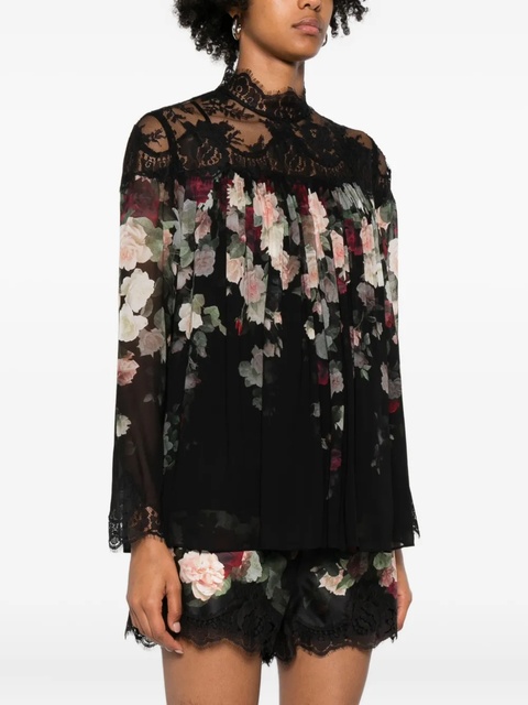 ZIMMERMANN Hypnotic lace-insert pleated blouse - Black - zdjęcie produktu nr 2