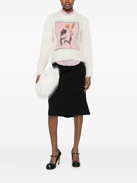 Marni floral-print round-neck sweater - White - zdjęcie produktu nr 2