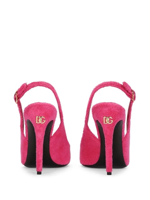 Dolce & Gabbana logo-plaque fleece pumps - Pink - zdjęcie produktu nr 1