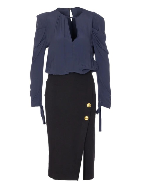 PINKO puff-sleeve button-detail midi dress - Blue - zdjęcie produktu nr 1