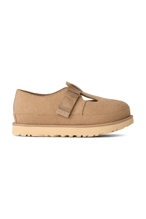 UGG półbuty zamszowe Goldenstar Mary Jane damskie kolor beżowy na platformie 1171506.SAN - zdjęcie produktu nr 1