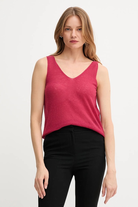 United Colors of Benetton top z wełną kolor różowy 109PDH01F - zdjęcie produktu nr 1