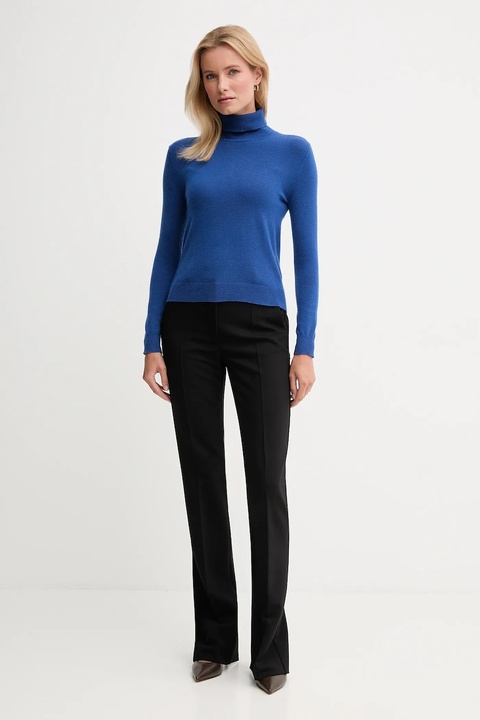 United Colors of Benetton sweter wełniany damski kolor niebieski z golfem 1002D2348 - zdjęcie produktu nr 1