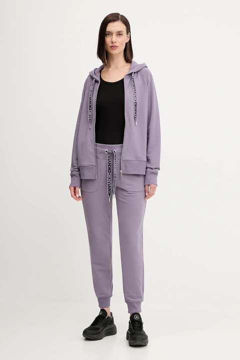 Dkny spodnie dresowe damskie kolor fioletowy gładkie DP5P3496 - zdjęcie produktu nr 2
