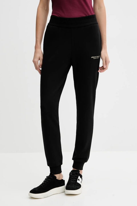 Armani Exchange spodnie dresowe bawełniane damskie kolor czarny gładkie XW001454 AF10830 - zdjęcie produktu nr 1