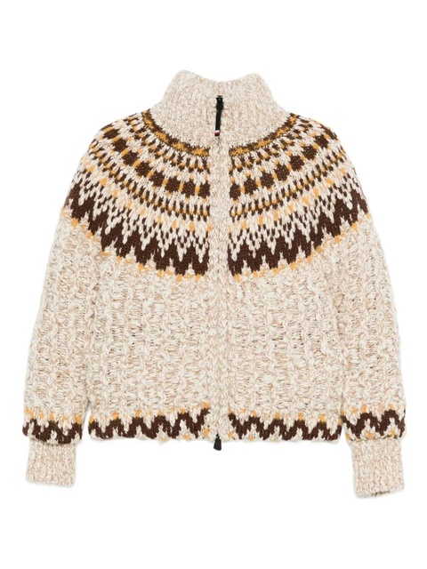 Moncler Grenoble patterned zip cardigan - Neutrals - zdjęcie produktu nr 1