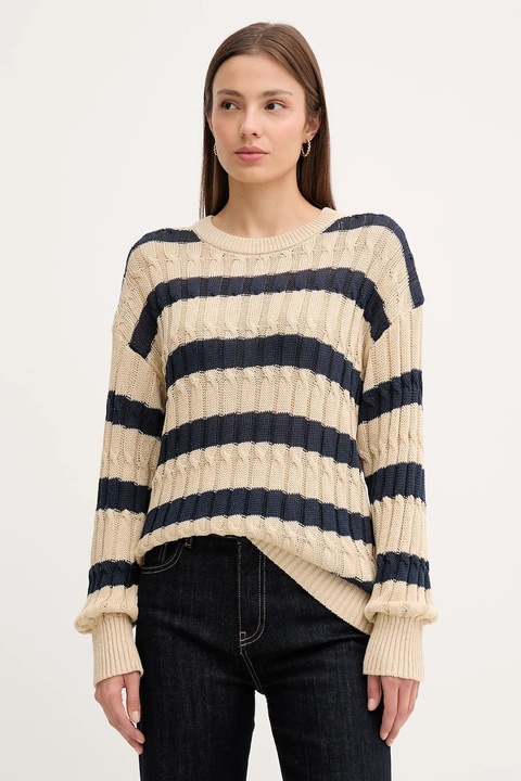 Tommy Hilfiger sweter lniany damski kolor beżowy lekki WW0WW44481 - zdjęcie produktu nr 1