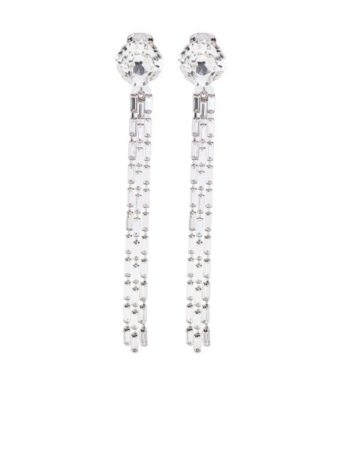 Alessandra Rich fringe-detail drop earrings - Silver - zdjęcie produktu nr 1