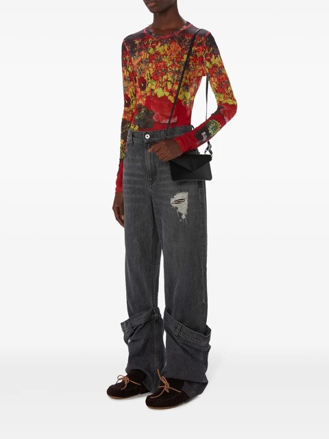 JW Anderson floral-print long-sleeve T-shirt - Red - zdjęcie produktu nr 2