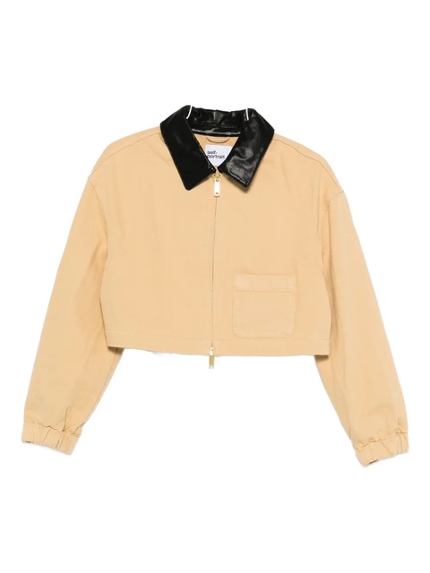 Self-Portrait leather-collared jacket - Neutrals - zdjęcie produktu nr 1