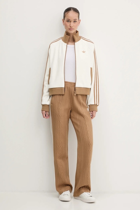 adidas Originals bluza welurowa Velour damska kolor beżowy gładka KR0062 - zdjęcie produktu nr 2