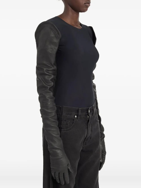 MM6 Maison Margiela leather gloves - Black - zdjęcie produktu nr 1