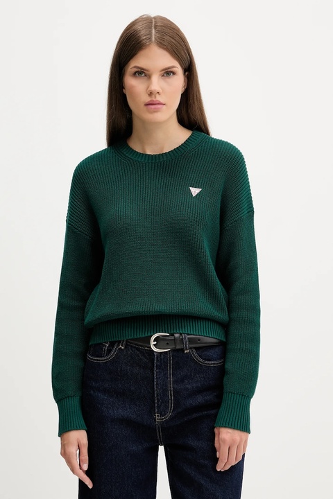 Guess Jeans sweter bawełniany kolor zielony W4BR08 Z3HM1 - zdjęcie produktu nr 1