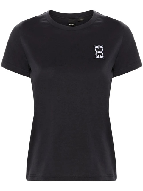 PINKO Love Birds embroidery cotton T-shirt - Blue - zdjęcie produktu nr 1