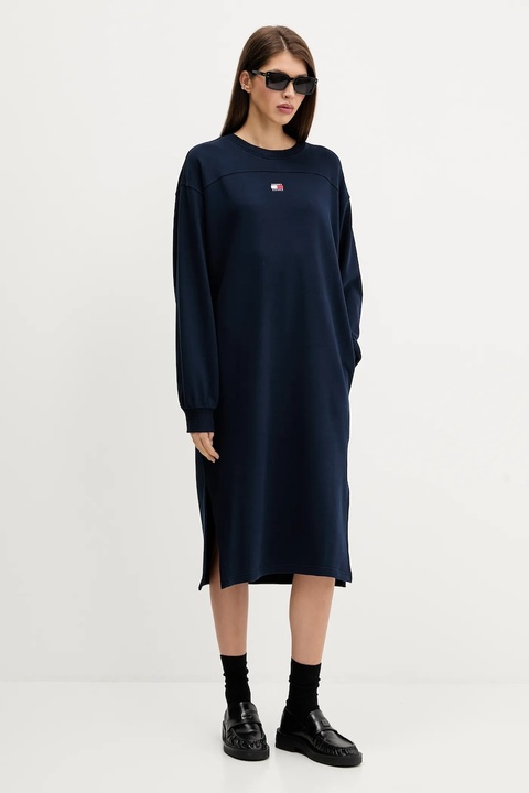 Tommy Jeans sukienka bawełniana kolor granatowy mini oversize DW0DW21484 - zdjęcie produktu nr 2
