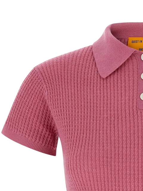 Guest In Residence waffle-knit polo shirt - Pink - zdjęcie produktu nr 2