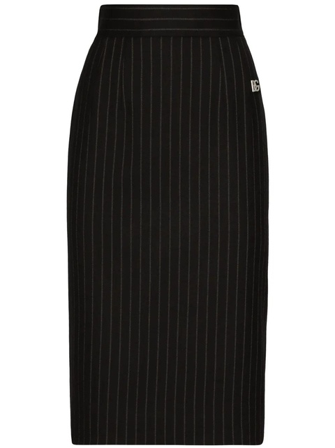 Dolce & Gabbana virgin wool-blend pinstripe midi skirt - Black - zdjęcie produktu nr 1