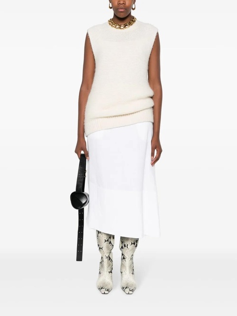 Jil Sander asymmetric linen midi skirt - White - zdjęcie produktu nr 2