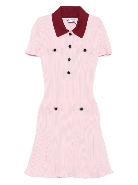 Self-Portrait embellished ribbed mini dress - Pink - zdjęcie produktu nr 1