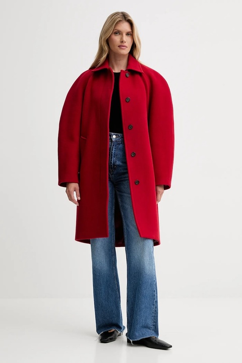 Filippa K płaszcz z dodatkiem wełny kolor czerwony 31614 - zdjęcie produktu nr 2