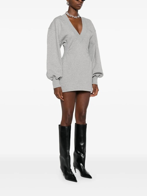 The Attico V-neck long-sleeves mini dress - Grey - zdjęcie produktu nr 2