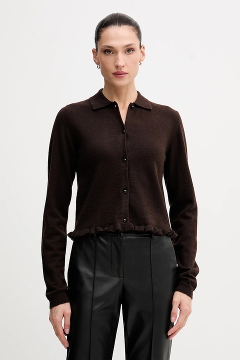 Rotate kardigan wełniany damski kolor brązowy lekki 1154642910 - zdjęcie produktu nr 1