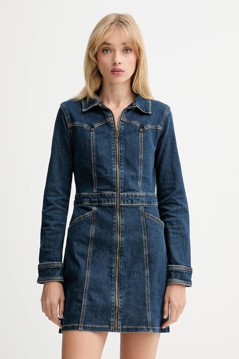 Levi's sukienka jeansowa kolor niebieski mini dopasowana 003S6 - zdjęcie produktu nr 1