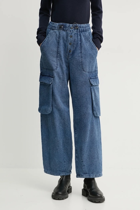 G-Star spodnie bawełniane kolor niebieski proste high waist D25321-D759 - zdjęcie produktu nr 2