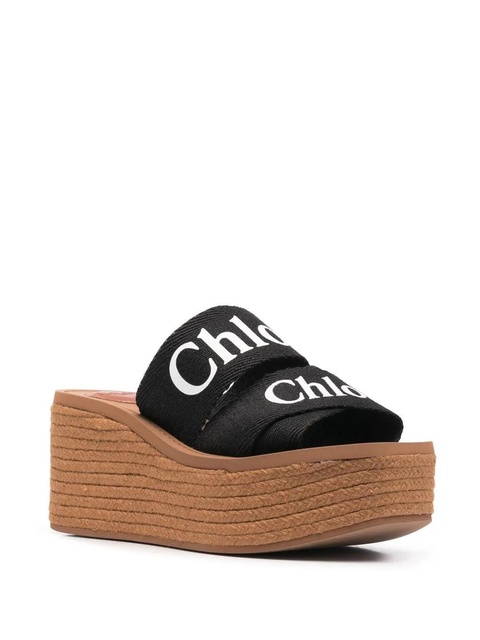 Chloé 80mm logo-print wedge sandals - Black - zdjęcie produktu nr 2