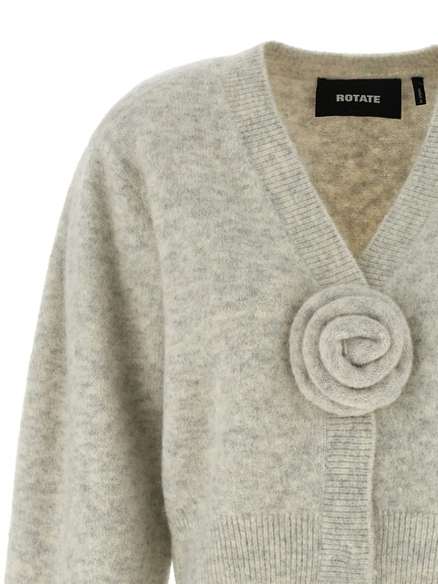 ROTATE BIRGER CHRISTENSEN puff-sleeves rose detail cardigan - Neutrals - zdjęcie produktu nr 1