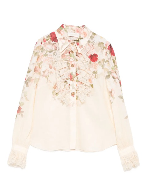 ZIMMERMANN floral lace-trimmed shirt - Neutrals - zdjęcie produktu nr 1
