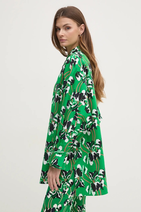 DIANE VON FURSTENBERG koszula bawełniana damska kolor zielony relaxed z kołnierzykiem klasycznym DVFBL4S003 - zdjęcie produktu nr 1