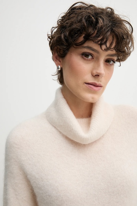 Sandro Ferrone sweter z dodatkiem alpaki damski kolor beżowy z golfem S9YBFNOME - zdjęcie produktu nr 2