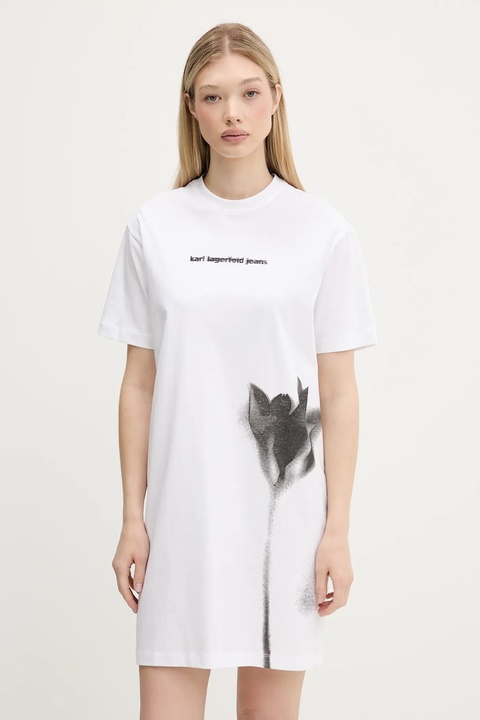 Karl Lagerfeld Jeans sukienka bawełniana kolor biały mini prosta A3W13006 - zdjęcie produktu nr 1