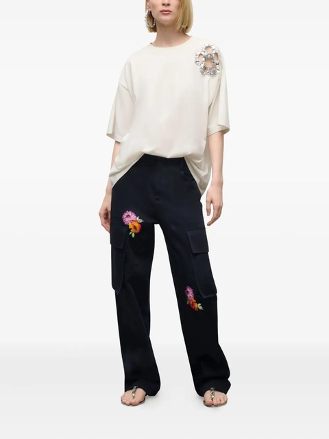 AREA embroidered-flower cargo trousers - Blue - zdjęcie produktu nr 1