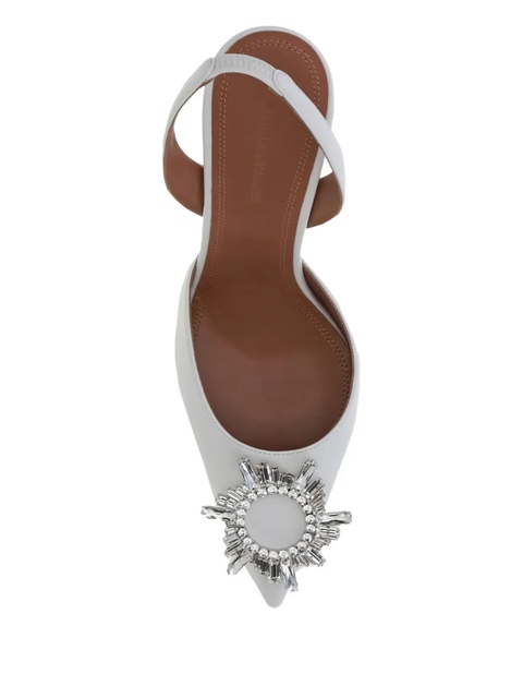 Amina Muaddi 95mm crystal-embellished slingback mules - White - zdjęcie produktu nr 2