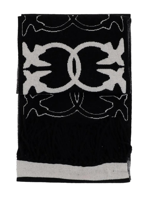 PINKO Love Birds fringed scarf - Black - zdjęcie produktu nr 2