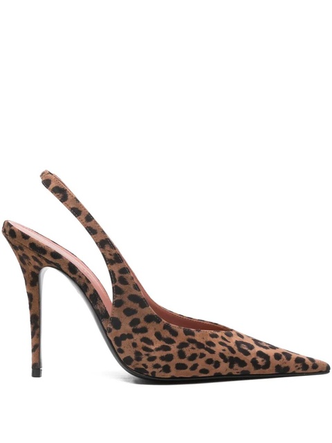 Amina Muaddi 105mm leather heeled pumps - LEOPARD - zdjęcie produktu nr 1
