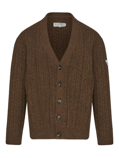 MM6 Maison Margiela ribbed V-neck cardigan - Brown - zdjęcie produktu nr 2