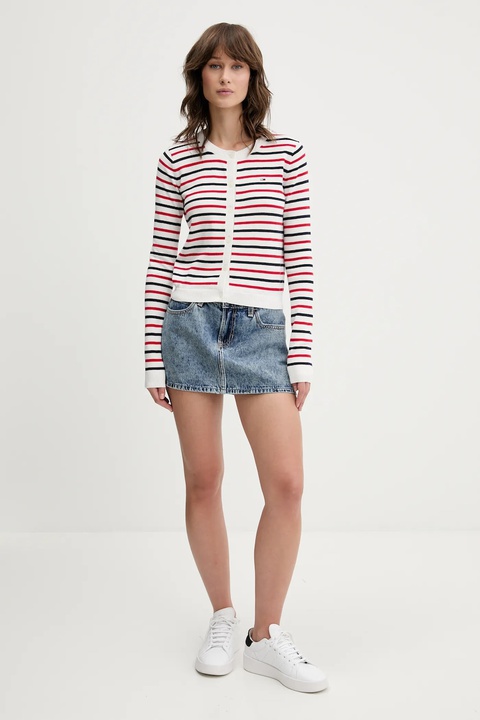 Tommy Jeans kardigan bawełniany damski kolor czerwony lekki DW0DW20976 - zdjęcie produktu nr 2