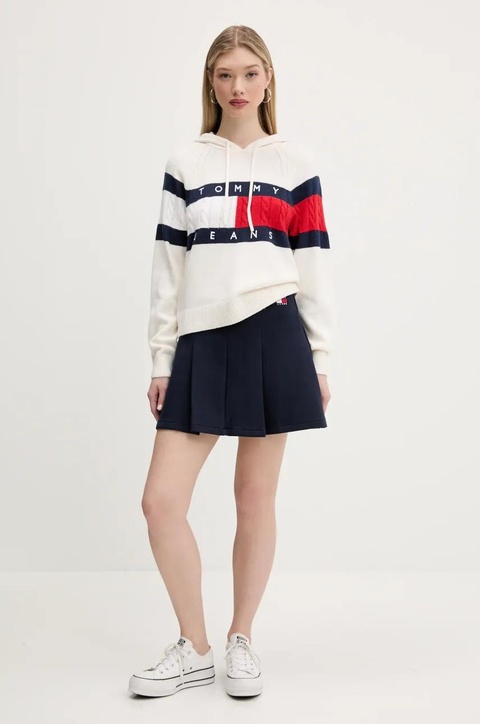 Tommy Jeans spódnica kolor granatowy mini rozkloszowana DW0DW20268 - zdjęcie produktu nr 2