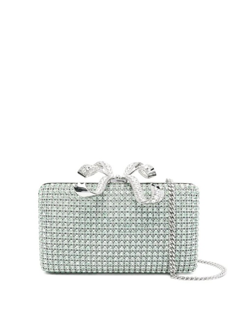 Self-Portrait crystal-embellished clutch bag - Green - zdjęcie produktu nr 1