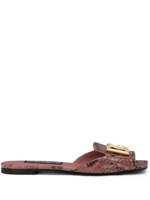 Dolce & Gabbana DG-plaque leather slides - Pink - zdjęcie produktu nr 1
