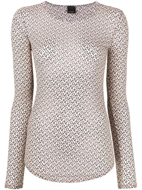 PINKO logo-print semi-sheer sweatshirt - Neutrals - zdjęcie produktu nr 1