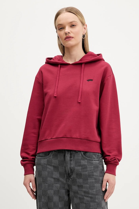 Vans bluza bawełniana damska kolor czerwony z kapturem gładka VN000P5PBRD1 - zdjęcie produktu nr 1