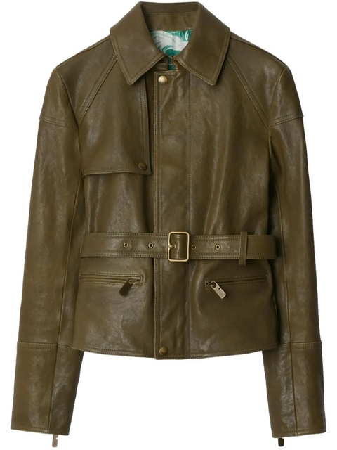 Burberry belted leather jacket - Green - zdjęcie produktu nr 2