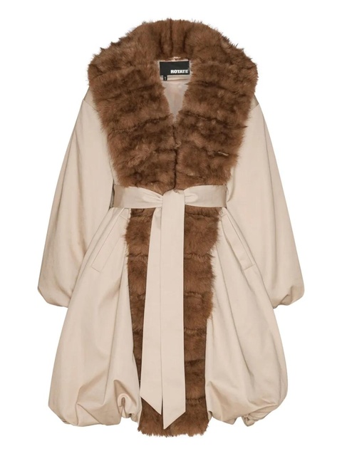 ROTATE BIRGER CHRISTENSEN faux-fur-collar balloon-hem coat - Neutrals - zdjęcie produktu nr 1