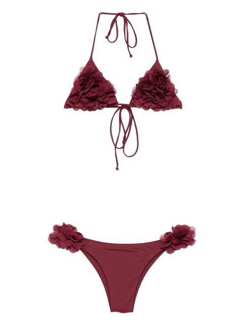 La Reveche Shayna flower-embellished bikini - Red - zdjęcie produktu nr 2